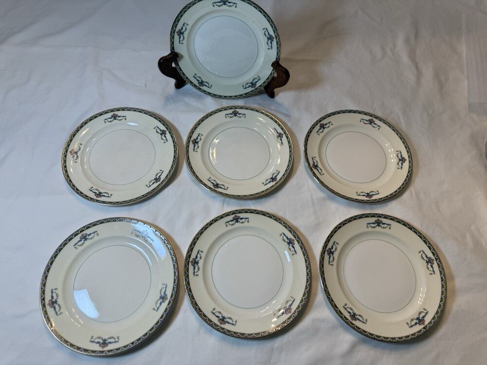 Vintage Pope Gosser Melrose Floral Salad Plates Set of 7 Glossy China 7" Round